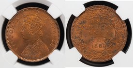 BRITISH INDIA: Victoria, Empress, 1876-1901, AE ¼ anna, 1880(c), KM-486, NGC graded MS64 RD.
 Estimate: USD 40 - 50