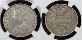 BRITISH INDIA: Victoria, Empress, 1876-1901, AR ½ rupee, 1881-C, KM-491, excessive surface hairlines, NGC graded EF details.
 Estimate: USD 150 - 180...