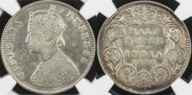 BRITISH INDIA: Victoria, Empress, 1876-1901, AR ½ rupee, 1886-C, KM-491, obverse scratched, NGC graded EF details.
 Estimate: USD 100 - 120