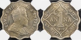 BRITISH INDIA: Edward VII, 1901-1910, 1 anna, 1910-B, KM-504, attractive tone, NGC graded MS63, ex Sanjay C. Gandhi Collection. 
 Estimate: USD 80 - ...