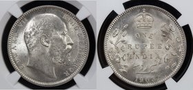 BRITISH INDIA: Edward VII, 1901-1910, AR rupee, 1903(c), KM-508, NGC graded MS63.
 Estimate: USD 75 - 100