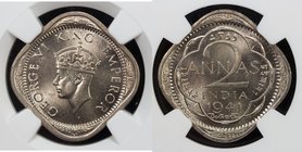 BRITISH INDIA: George VI, 1936-1952, 2 annas, 1941(c), KM-541, NGC graded MS64, ex Sanjay C. Gandhi Collection. 
 Estimate: USD 40 - 50