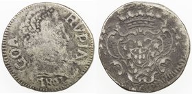 PORTUGUESE INDIA: GOA: João VI, Regent, 1799-1816, AR rupia (10.73g), 1801, KM-205, Vaz-M1.92, Fine, ex Paul Stevens Collection. 
 Estimate: USD 75 -...