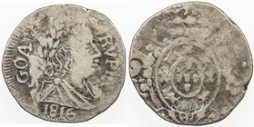 PORTUGUESE INDIA: GOA: João VI, Regent, 1799-1816, AR rupia (10.86g), 1816, KM-219, Vaz-JR.23, Fine, ex Paul Stevens Collection. 
 Estimate: USD 90 -...