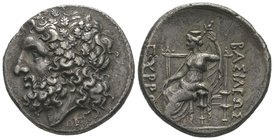 Bruttium under Pyrrhos, King of Epeiros 295-272. Tetradrachm, Lokroi, 280-277 BC, AG 16,82g. Ref : Babelon, «Le roi Pyrrhus», ANS Centennial Publicati...