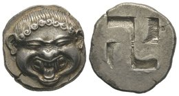 Macedonia Stater, Neapolis, 525-450 BC, AG 9,94 g. Ref : BMC 5.6, Sear 1304 Provenance : Nomisma 35, 16-17.10.2007, lot 34
Estimation: 15000-17000 EU...