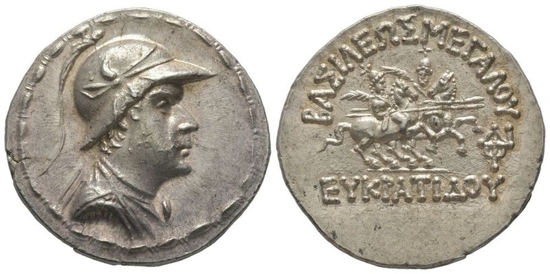 Greco-Baktrian Kingdom Eukratides I Megas (171-135 BC) Tetradrachm, Pushkalavati...