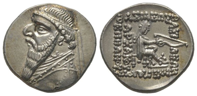 Parthian Kings Mithradates II (123-88) Drachm, Rhagae, AG 4.1g. Ref : Sellwood 2...