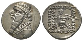 Parthian Kings Mithradates II (123-88) Drachm, Rhagae, AG 4.1g. Ref : Sellwood 27.1 Provenance : Tkalec, 22/04/2007, Lot 112 Near extremely fine
Esti...