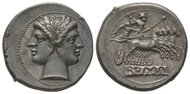 Anonymous, Didrachm or Quadrigatus, Rome, 225-212 BC, AG 6,78 g. Ref : Cr. 28/3,...