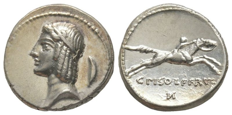 C. Calpurnius L. f. Frugi, Denarius, Rome, 67 BC, AG 3,87 g. Ref : Cr. 408 Prove...