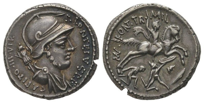 P. Fonteius Capito, Denarius, Rome, 55 BC, AG 3,93 g. Ref : Cr. 429/1. Syd. 900....
