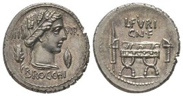 Furius Brocchus, Denarius, Rome, 63 BC, AG 3,90g. Ref : Cr 414/1, RSC Furia 23 Provenance : Tkalec, 26/10/2007, lot 117. Almost uncirculated
Estimati...