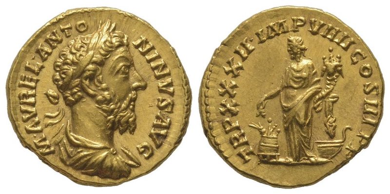 Aureus, Rome, 178, AU 7,18 g. Ref : Cal 2019, RIC III 389 Provenance : Triton XI...