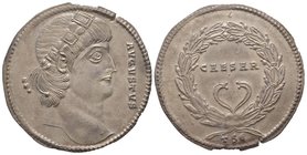 Silver medallion of four siliquae, Thessalonica, 336, 39 mm. AG 12,87 g. Provenance : Gemini, 09/01/2007, lot 460. Apparently only the second known sp...