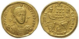 Constantinus II (351-355) Solidus, Nicomedia, AU 4,45 grs. Ref : RIC. 74, Depeyrot 5/2 Extremely fine
Estimation: 3000-4000 EUR