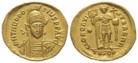 Solidus, Thessalonica, 424-425, AU 4,28g. Ref : RIC 362, MIRB 58. Provenance : NGSA 4, 11/12/2006, lot 280. Extremely rare
Estimation: 1000-1500 EUR