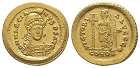 Marcianus (450-457) Solidus, Constantinople, AU 4,48 g Ref : RIC-X-510 Extremely fine
Estimation: 1500-2000 EUR