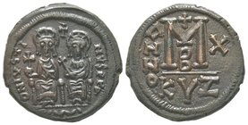 Justin II with Sophia (565-578) Follis, Cyzique, 575, AE 12,62g. Ref : DO 117126, BN 15, MIB 50. Provenance : NGSA 4, 11/12/2006, lot 289. Extremely F...