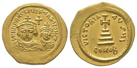 Heraclius and Heraclius Constantine (613-632) Solidus. Jerusalem (?), 612-618, AU 4.55 g. Ref : DOC 187 (Alexandria; MIB 77.4; Sear 851 (Jerusalem). P...