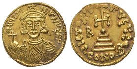 Romoald II (706-731) Solidus, In the name of Justinian II, AU 4.17 g. Ref : MEC I, 1087 var; BMC Vand 3-6. Provenance : Stack’s (pre-Feb 2011), Moneta...