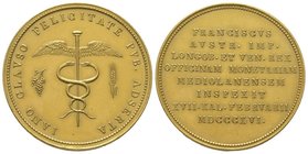 Franz I, 1815-1835. Gold medal, Milan, 1816, 37,8mm, AU 33,56g. Ref : Horsky 3438 var (argent); Montenuovo 2444 var (argent). Provenance : UBS, A69, 2...