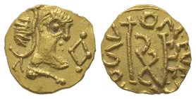 Merovingians Coins. Vinvimius 620-640, Tremissis, AU 1,31 g. Ref : Bel. 3893, Dep. IV, p. 48, nr. 19. Provenance : Tkalec, 07/05/2009, 229. Extremely ...