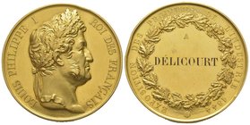 Gold medal 1844, AU 144,7 g. 51 mm, by DEPAULIS . F attributed to Mr Délicourt Ref : Collignon - Almost uncirculated. Hairlines and edge knock.
Estim...