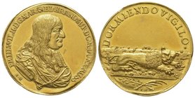 Frédéric-Guillaume, 1640-1688. Gold medal of 6 ducats, Brandebourg, Prussia, 1674, by J. Höhn. 38,50mm. AU 21,02 g. Ref : North 62; van Loon III, p. 1...