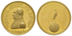 Friedrich August I., 1806-1827. Gold medal, Saxony, 1827, AU 10 g. 23 mm by A. Thomas Ref : Coll. Merseb. 2101 Hairlines if not almost uncirculated
E...