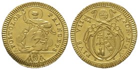 Pius VII 1800-1823 Doppia, Rome, AN X, AU 5.50 g. Ref : Munt.1f var1, Berman 3217, Fr.248, Mont 22 Provenance : Gemini III, 09/01/2007, lot 593. Uncir...