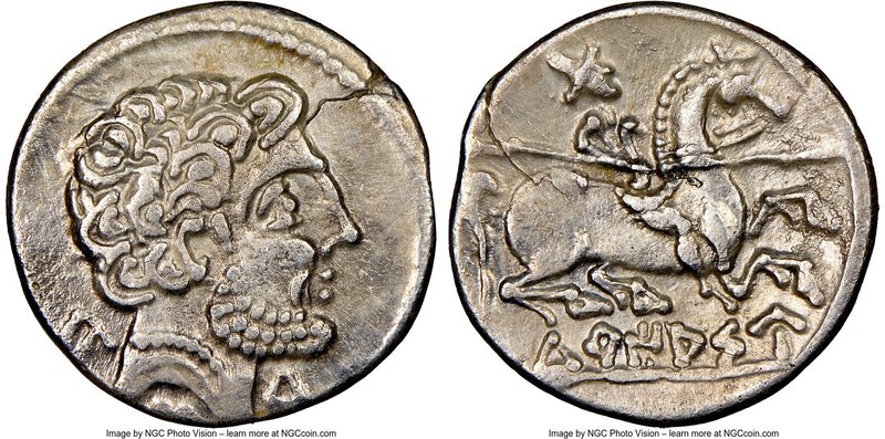SPAIN. Turiaso (Zaragoza). Ca. 2nd-1st centuries BC. AR denarius (18mm, 11h). NG...