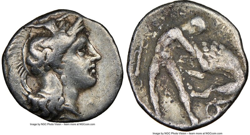 CALABRIA. Tarentum. 4th century BC. AR diobol (12mm, 9h). NGC VF. Ca. 325-280 BC...