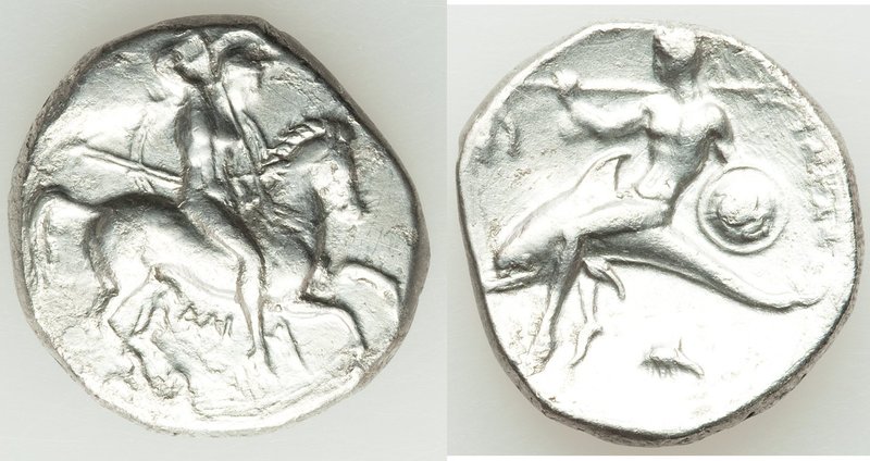 CALABRIA. Tarentum. Ca. 281-240 BC. AR didrachm or stater (21mm, 7.79 gm, 3h). A...