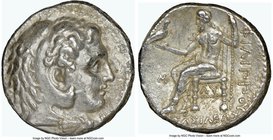 MACEDONIAN KINGDOM. Philip III Arrhidaeus (323-317 BC). AR tetradrachm (25mm, 12h). NGC Choice VF. Babylon. Head of Heracles right, wearing lion skin ...