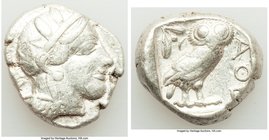 ATTICA. Athens. Ca. 440-404 BC. AR tetradrachm (24mm, 17.17 gm, 3h). VF. Mid-mass coinage issue. Head of Athena right, wearing crested Attic helmet or...