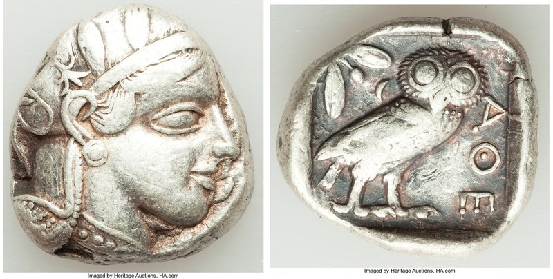 ATTICA. Athens. Ca. 440-404 BC. AR tetradrachm (25mm, 17.15 gm, 3h). VF. Mid-mas...