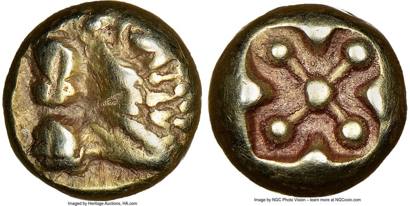 IONIA. Miletus. Ca. 600-550 BC. EL 1/12 stater or hemihecte (7mm, 1.14 gm). NGC ...