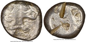 CARIA. Uncertain mint. Ca. 520-490 BC. AR stater (19mm). NGC VF, test cuts. Caunus or Mylasa? Forepart of roaring lion right with outstretched foreleg...