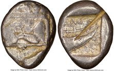 LYCIA. Phaselis. Ca. 500-440 BC. AR stater (22mm, 12h). NGC Fine, test cut. Prow of galley left in the form of a forepart of a boar, three shields abo...