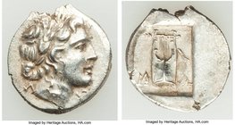 LYCIAN LEAGUE. Masicytes. Ca. 48-20 BC. AR hemidrachm (15mm, 1.85 gm, 1h). XF. Series 1. Laureate head of Apollo right; Λ-Y below / M-A, cithara (lyre...