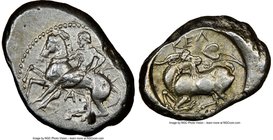 CILICIA. Celenderis. Ca. 425-350 BC. AR stater (24mm, 6h). NGC Choice VF. Persic standard, ca. 425-400 BC. Youthful nude male rider, reins in right ha...