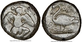 CILICIA. Mallus. Ca. 440-385 BC. AR stater (19mm, 2h). NGC VF. Winged female, in kneeling/running stance right, holding solar disk with both hands; cr...
