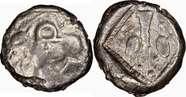 CYPRUS. Uncertain mint. Ca. early 5th century BC. AR stater (20mm, 10.86 gm, 9h). NGC Choice VF 4/5-4/5. Ram walking left; ankh superimposed above, RA...