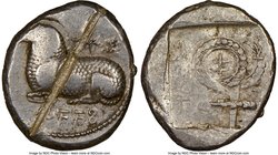 CYPRUS. Salamis. Nicodamus (ca. 460-450 BC). AR stater (23mm, 5h). NGC VF, test cut, die shift. e-u-we-le-to-to-se (Cypriot=Euelthon (father of Nicoda...
