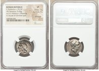 C. Malleolus, A. Albinus Sp.f., and L. Caecilius Metellus (ca. 96 BC). AR denarius (19mm, 3.60 gm, 12h). NGC VF 3/5 - 4/5, brockage. Rome. Laureate he...
