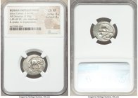 Julius Caesar, as Dictator (49-44 BC). AR denarius (20mm, 3.59 gm, 3h). NGC Choice XF 4/5 - 4/5. Military mint traveling with Caesar in northern Italy...