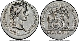 Augustus (27 BC-AD 14). AR denarius (20mm, 3.84 gm, 6h). NGC Choice XF 4/5 - 4/5. Lugdunum, 2 BC-AD 4. CAESAR AVGVSTVS-DIVI F PATER PATRIAE, laureate ...