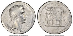 Augustus (27 BC-AD 14). AR cistophorus (26mm, 11.55 gm, 11h). NGC VF 5/5 - 2/5, bankers mark. Ephesus, ca. 24-20 BC. IMP•-CAE-SAR, bare head of August...
