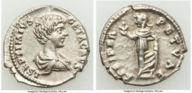Geta, as Caesar (AD 209-211). AR denarius (19mm, 3.34 gm, 1h). Choice XF. Laodicea, ca. AD 198-200. L SEPTIMIVS-GETA CAES, bare headed, draped and cui...